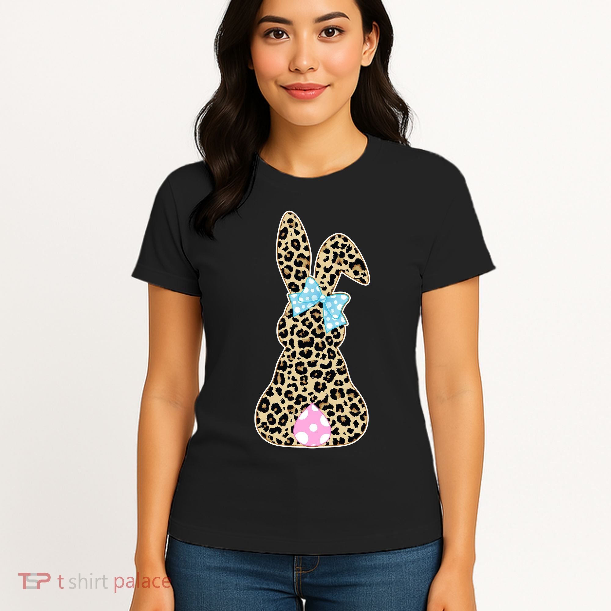 Cute Stylish Leopard Print Easter Bunny Women's T-Shirt