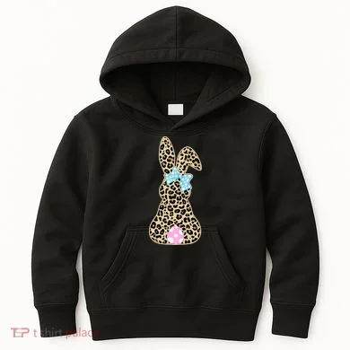 Cute Stylish Leopard Print Easter Bunny Kids Hoodie
