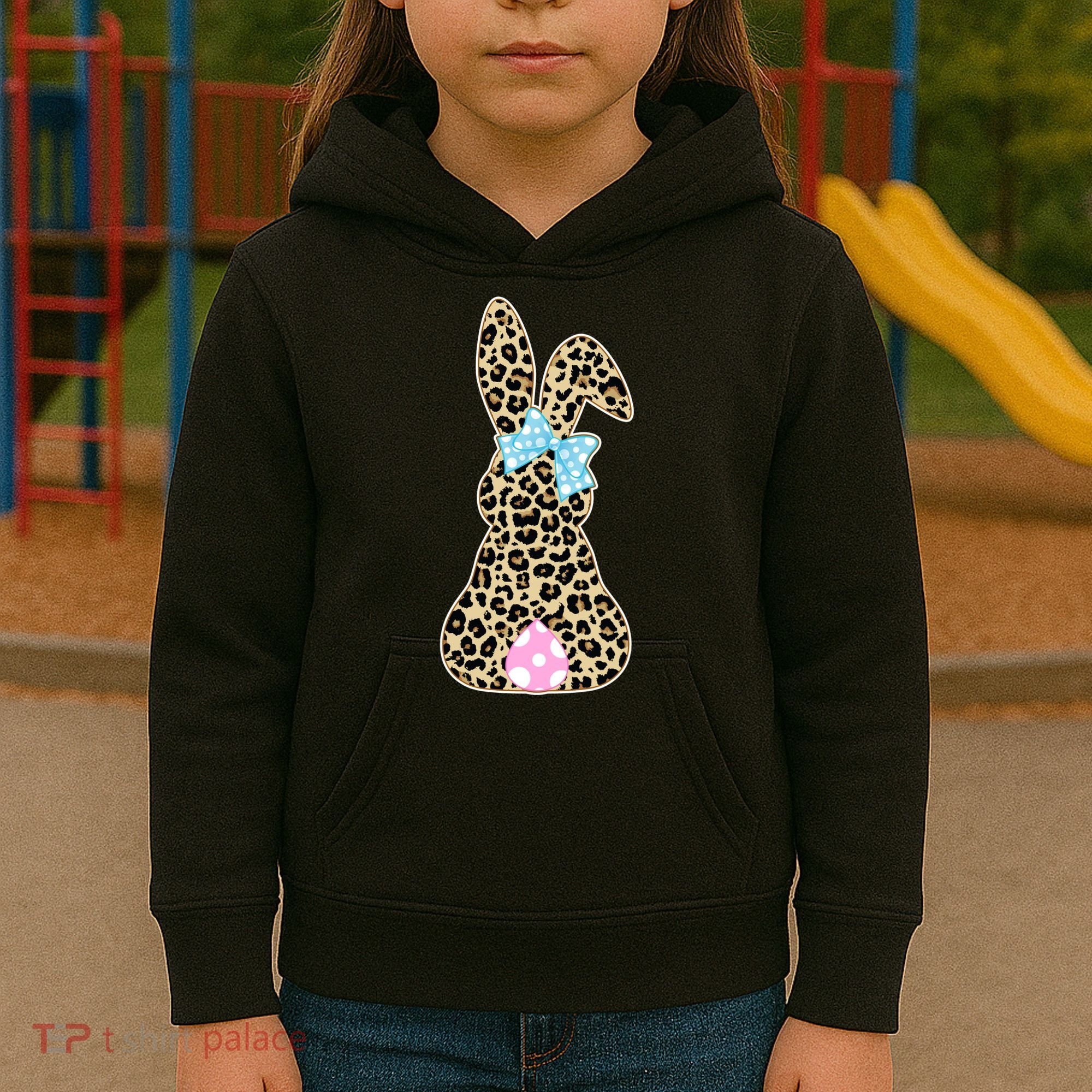 Cute Stylish Leopard Print Easter Bunny Kids Hoodie