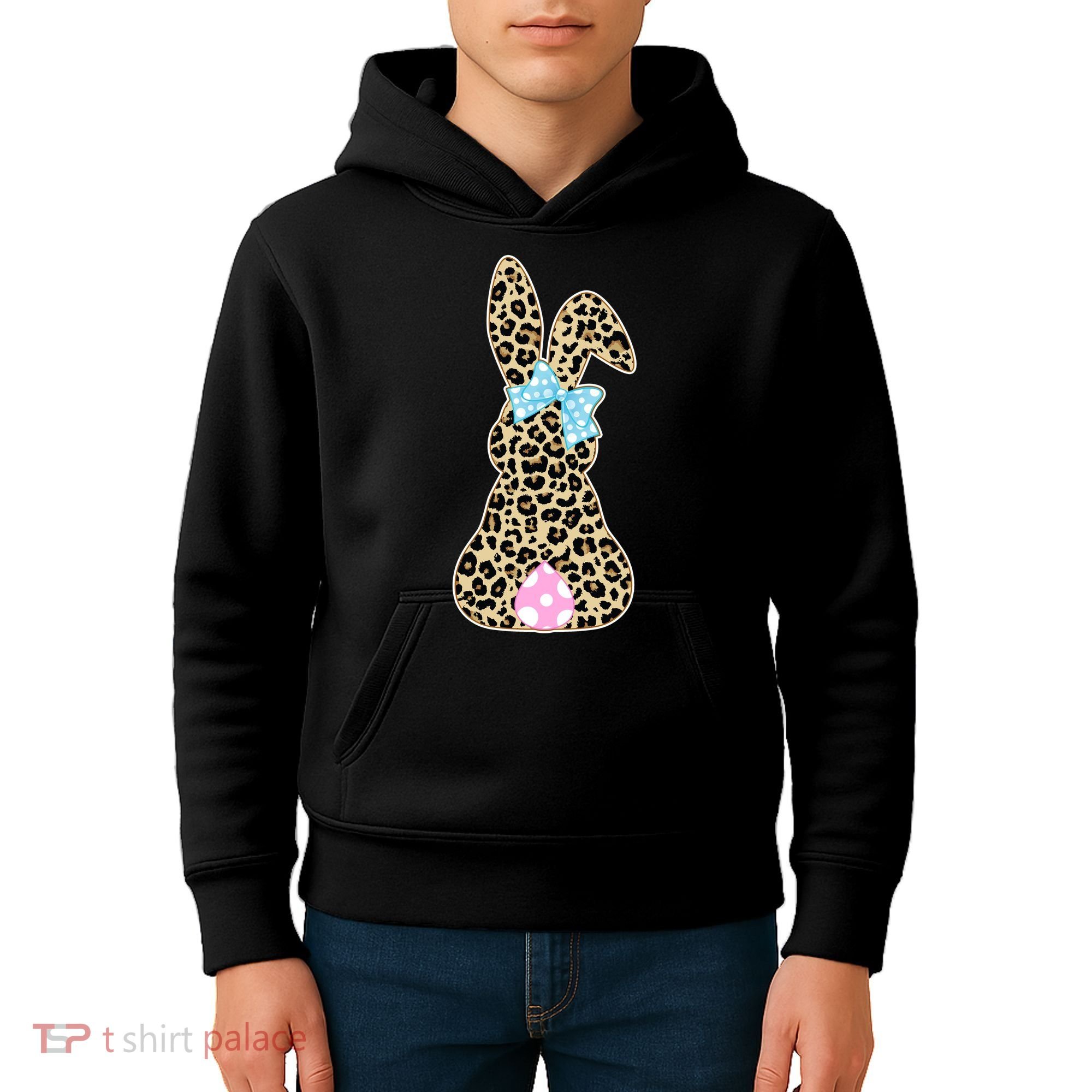 Cute Stylish Leopard Print Easter Bunny Kids Hoodie