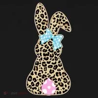 Cute Stylish Leopard Print Easter Bunny Kids Long Sleeve Shirt thumb 2