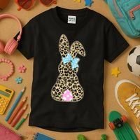 Cute Stylish Leopard Print Easter Bunny Kids T-Shirt thumb 3