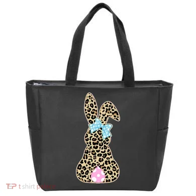 Cute Stylish Leopard Print Easter Bunny Tote Bag