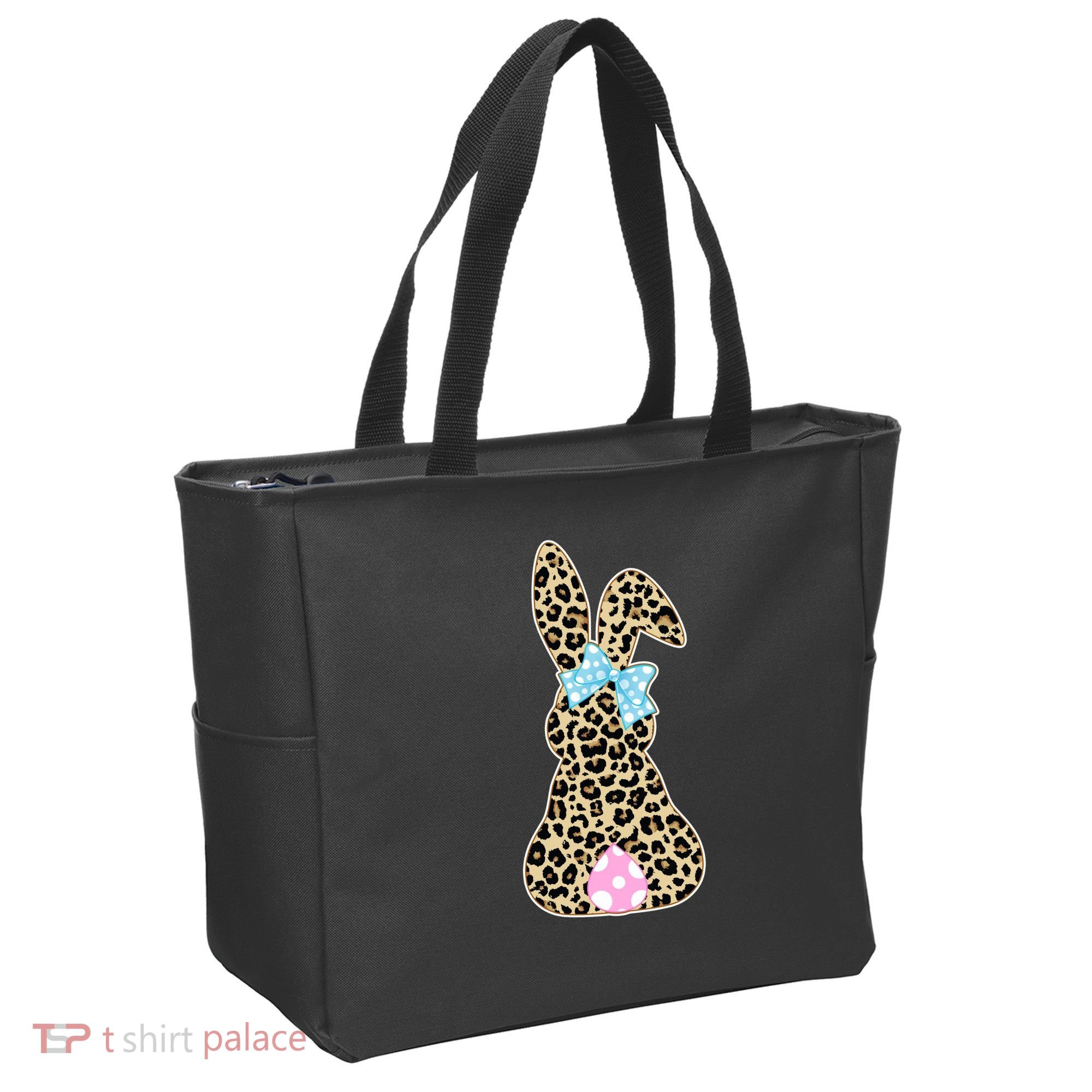 Cute Stylish Leopard Print Easter Bunny Tote Bag