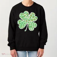 Cute Stylish Leopard Print Shamrock Women's Sweatshirt thumb 0