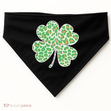 Cute Stylish Leopard Print Shamrock USA-Made Doggie Bandana