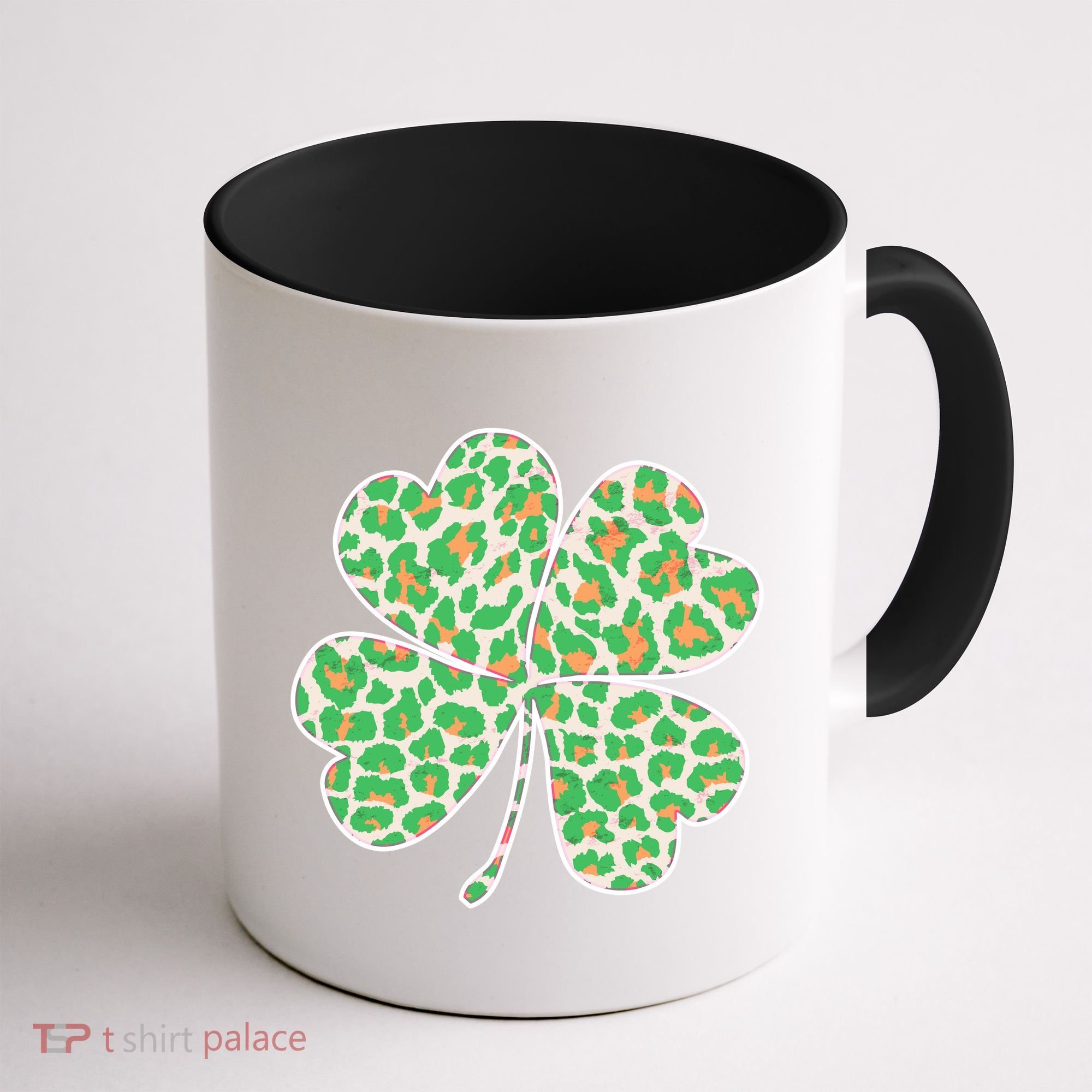 Cute Stylish Leopard Print Shamrock Coffee Mug