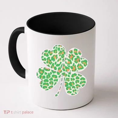 Cute Stylish Leopard Print Shamrock Coffee Mug