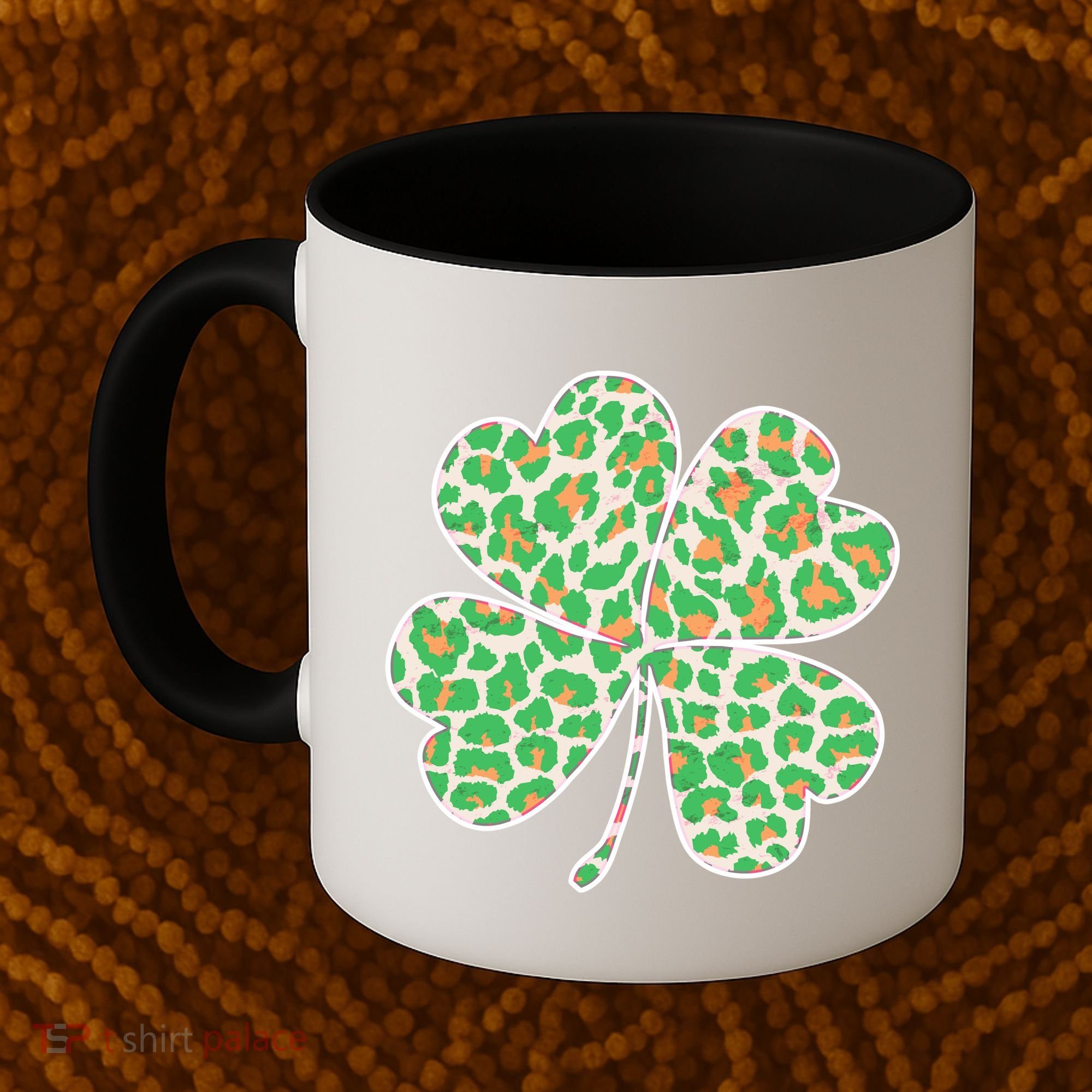 Cute Stylish Leopard Print Shamrock Coffee Mug
