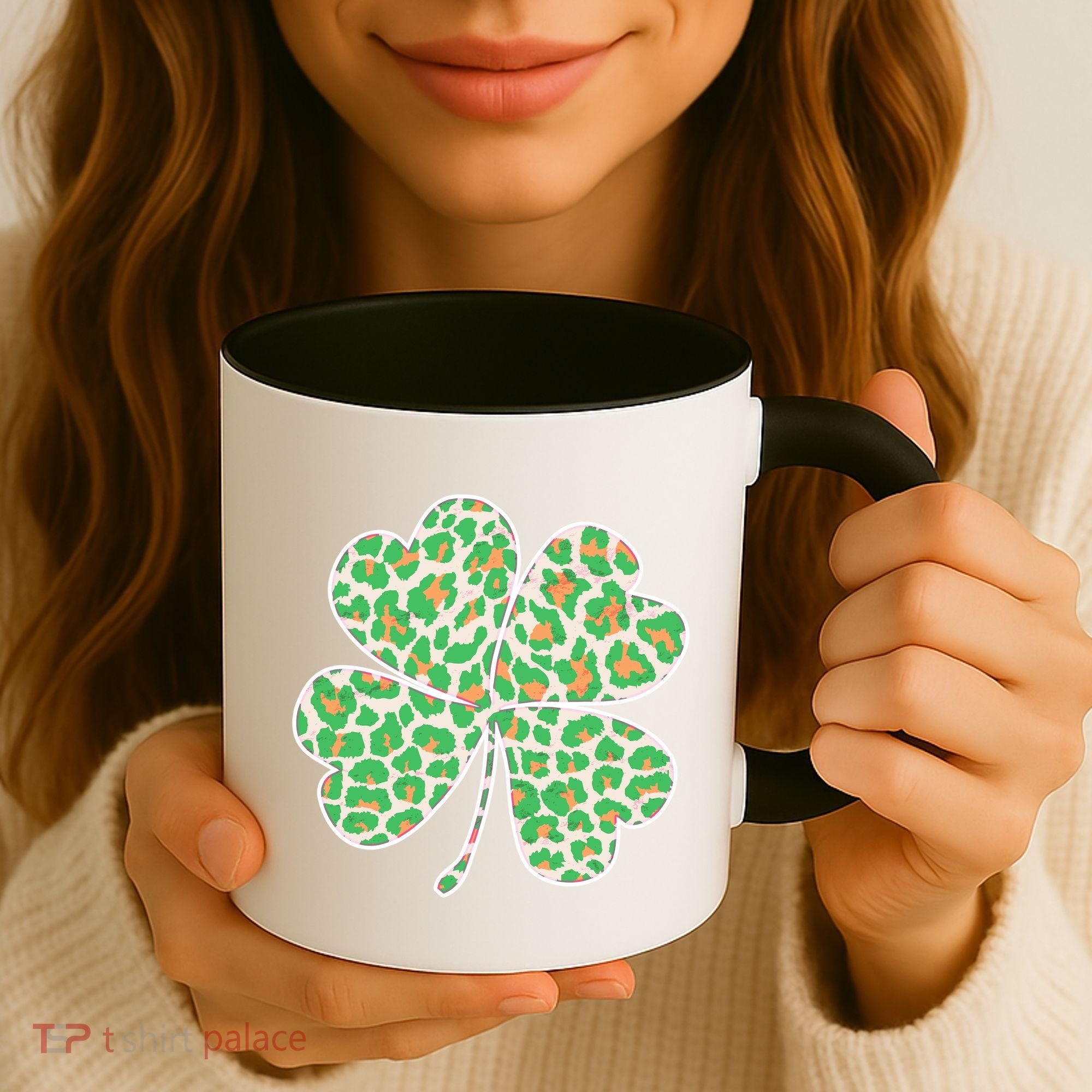 Cute Stylish Leopard Print Shamrock Coffee Mug