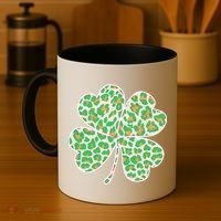 Cute Stylish Leopard Print Shamrock Coffee Mug thumb 4