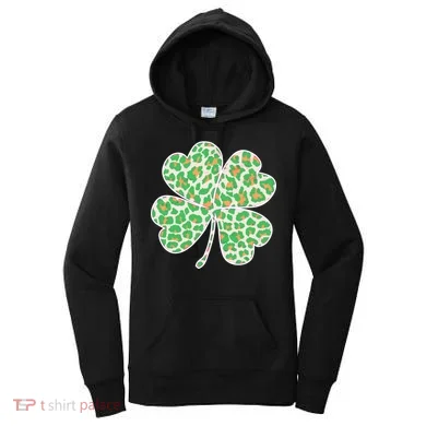 Cute Stylish Leopard Print Shamrock Women's Hoodie