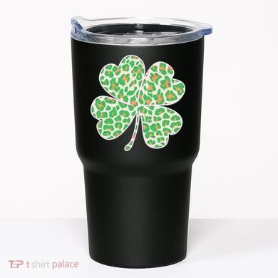 Cute Stylish Leopard Print Shamrock Tumbler