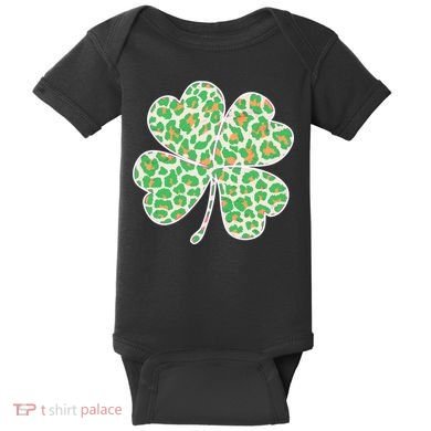 Cute Stylish Leopard Print Shamrock Baby Bodysuit
