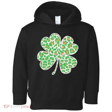 Cute Stylish Leopard Print Shamrock Toddler Hoodie