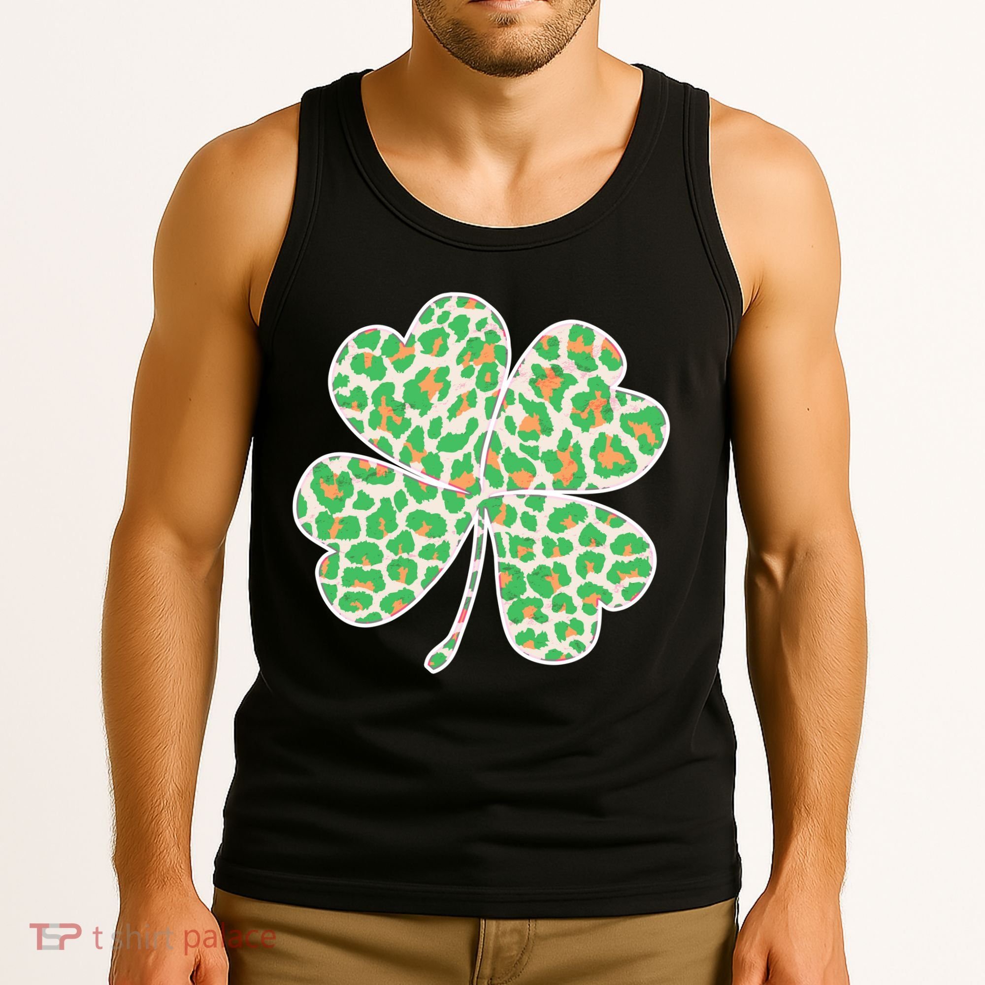 Cute Stylish Leopard Print Shamrock Tank Top