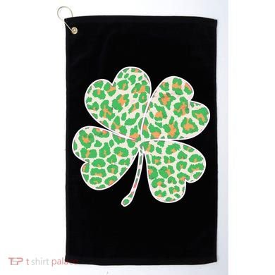 Cute Stylish Leopard Print Shamrock Golf Towel