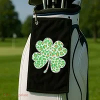 Cute Stylish Leopard Print Shamrock Golf Towel thumb 2