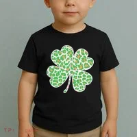 Cute Stylish Leopard Print Shamrock Toddler T-Shirt thumb 2