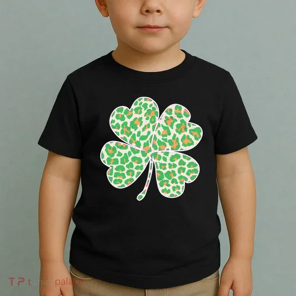 Cute Stylish Leopard Print Shamrock Toddler T-Shirt