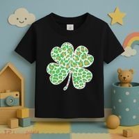 Cute Stylish Leopard Print Shamrock Toddler T-Shirt thumb 3