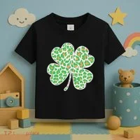 Cute Stylish Leopard Print Shamrock Toddler T-Shirt thumb 3