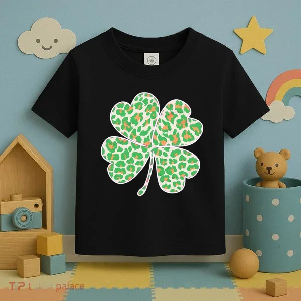 Cute Stylish Leopard Print Shamrock Toddler T-Shirt