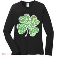 Cute Stylish Leopard Print Shamrock Women's Long Sleeve Shirt thumb 0