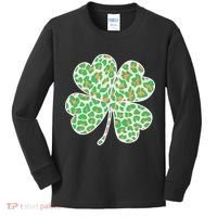 Cute Stylish Leopard Print Shamrock Kids Long Sleeve Shirt thumb 0