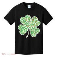 Cute Stylish Leopard Print Shamrock Kids T-Shirt thumb 0