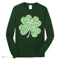 Cute Stylish Leopard Print Shamrock Long Sleeve Shirt thumb 0