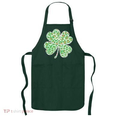Cute Stylish Leopard Print Shamrock Apron
