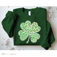 Cute Stylish Leopard Print Shamrock Sweatshirt thumb 2