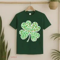 Cute Stylish Leopard Print Shamrock T-Shirt thumb 2