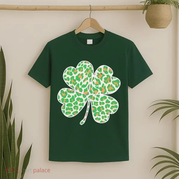 Cute Stylish Leopard Print Shamrock T-Shirt