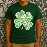 Cute Stylish Leopard Print Shamrock T-Shirt thumb 3