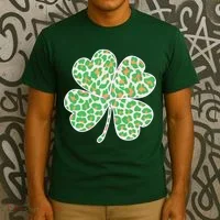 Cute Stylish Leopard Print Shamrock T-Shirt thumb 3
