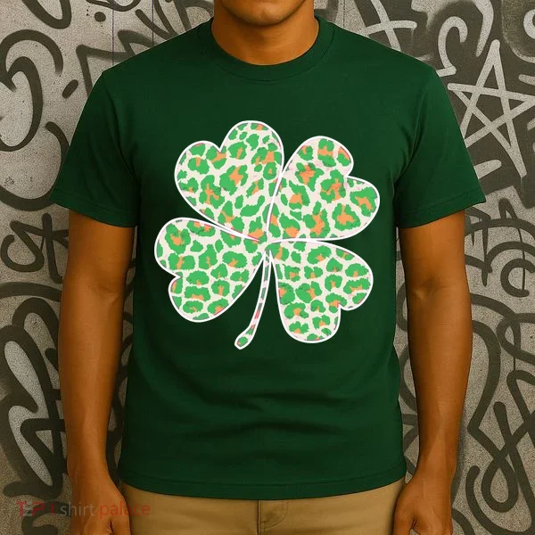 Cute Stylish Leopard Print Shamrock T-Shirt