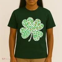 Cute Stylish Leopard Print Shamrock T-Shirt thumb 4