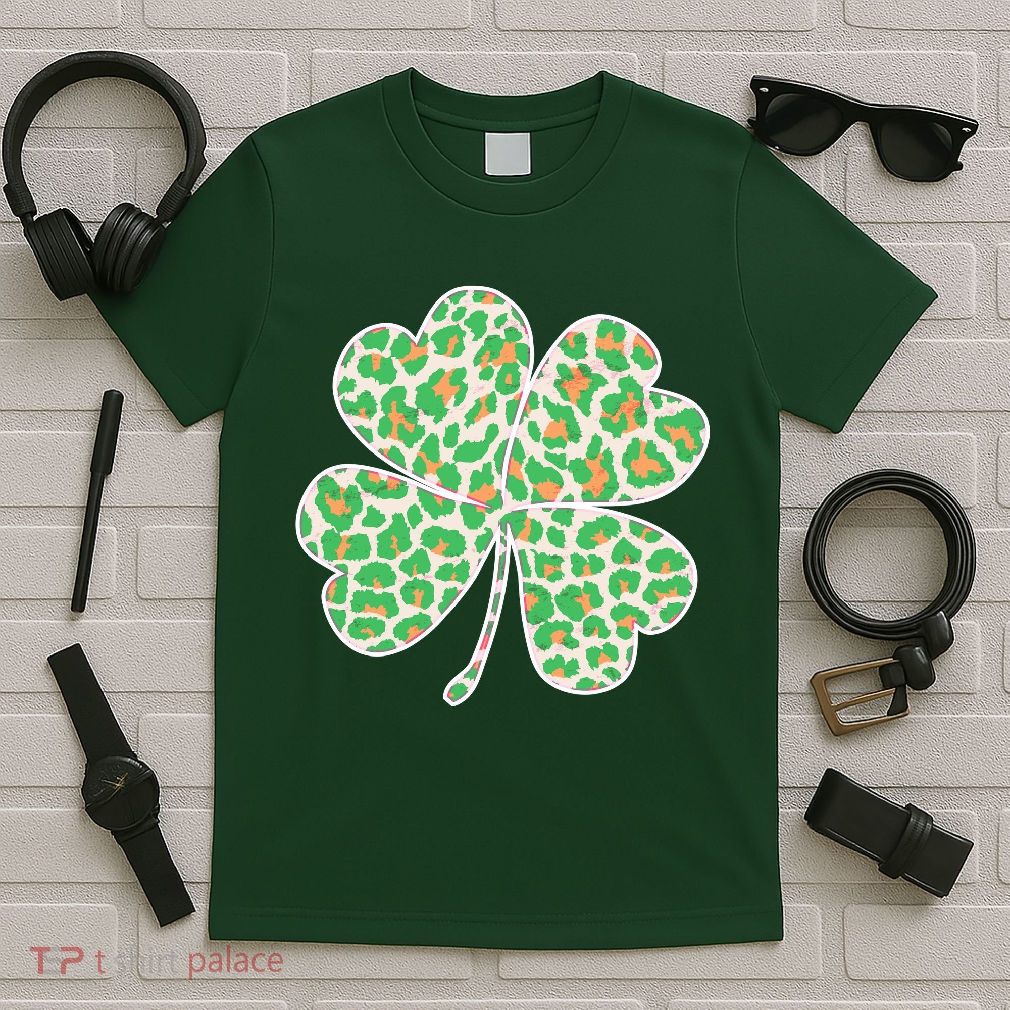 Cute Stylish Leopard Print Shamrock T-Shirt