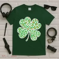 Cute Stylish Leopard Print Shamrock T-Shirt thumb 5