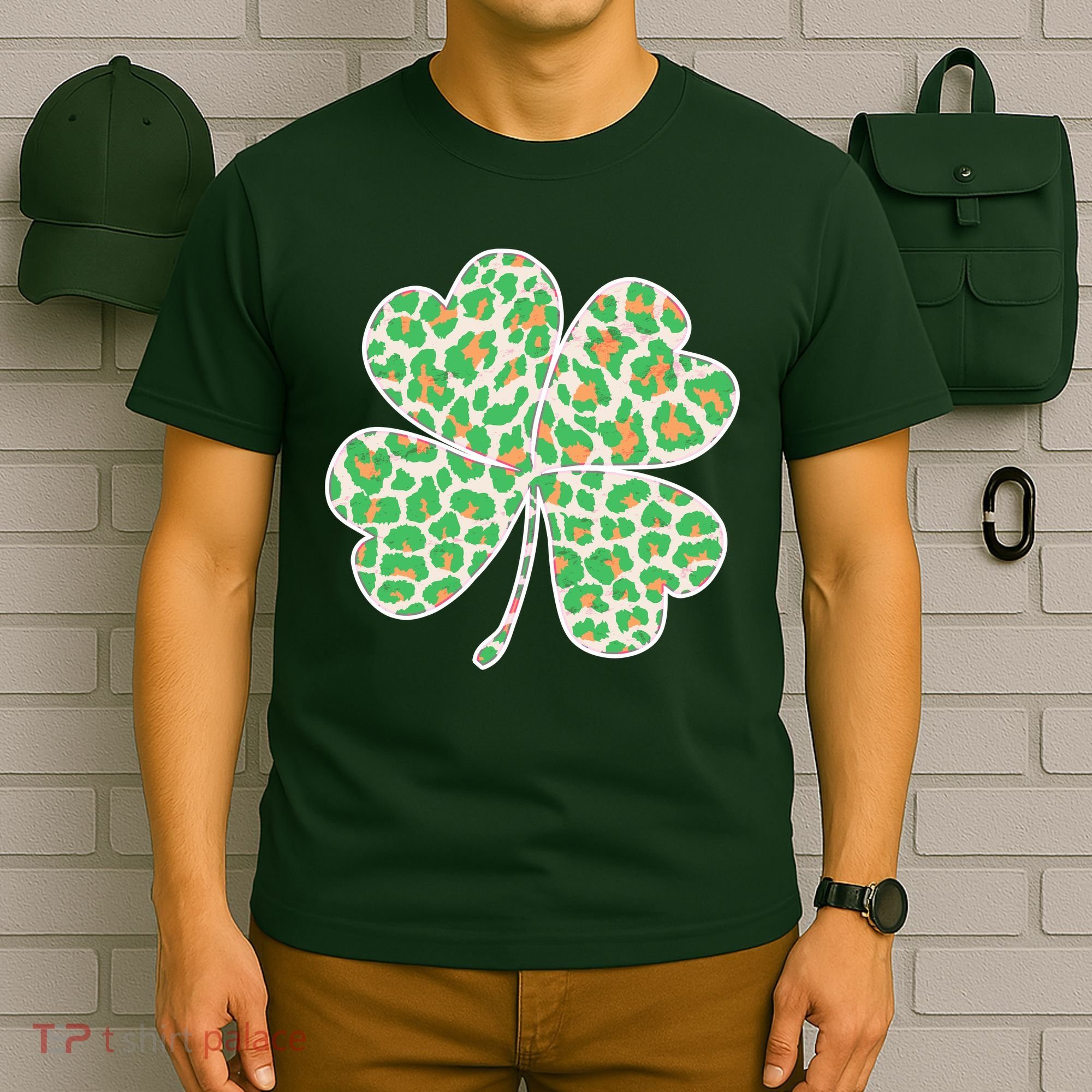 Cute Stylish Leopard Print Shamrock T-Shirt