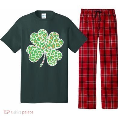 Cute Stylish Leopard Print Shamrock Pajama Set