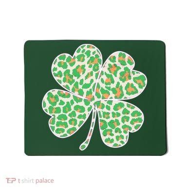 Cute Stylish Leopard Print Shamrock Mousepad