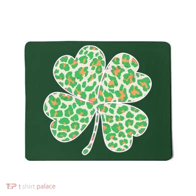 Cute Stylish Leopard Print Shamrock Mousepad