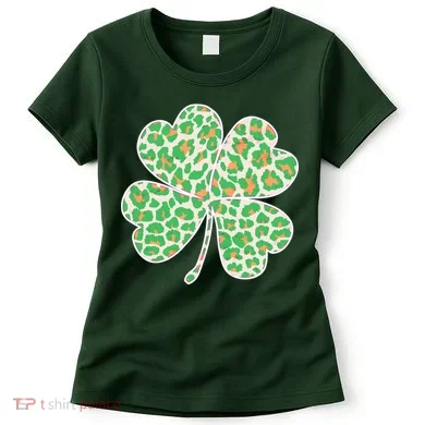 Cute Stylish Leopard Print Shamrock Women's T-Shirt