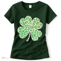 Cute Stylish Leopard Print Shamrock Women's T-Shirt thumb 0