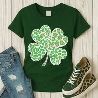 Cute Stylish Leopard Print Shamrock Women's T-Shirt thumb 3