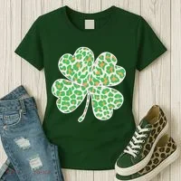 Cute Stylish Leopard Print Shamrock Women's T-Shirt thumb 3