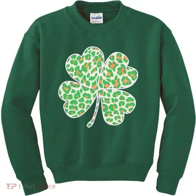 Cute Stylish Leopard Print Shamrock Kids Sweatshirt